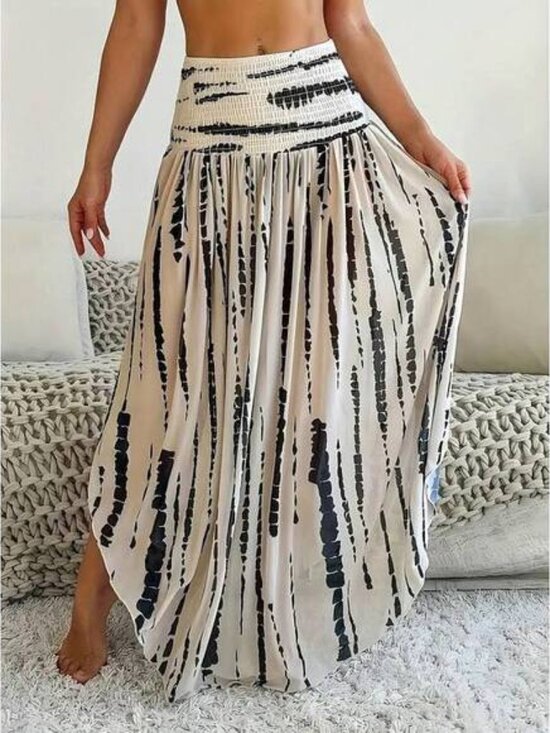Dresses & Skirts - Beach Maxi Dress Spring/Summer 2026 Fashion Print Elastic Waist Bohemian Style L